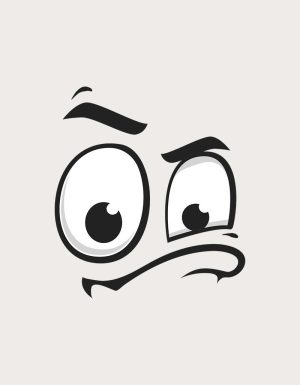 Quizzical Eyebrow skeptical expression - flat print artwork for the funny face mug