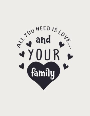 All You Need Is Love And Your Family text with hearts - flat print artwork for the family mug