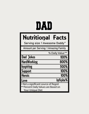 Dad nutritional facts label design - flat print artwork for the dad mug