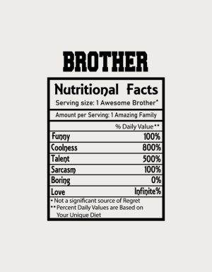 Brother nutritional facts label design - flat print artwork for the family mug