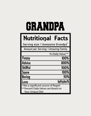 Grandpa Nutritional Facts mug design - flat print artwork shown on a plain background