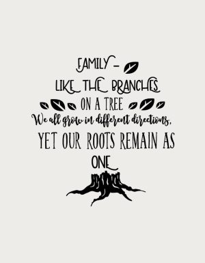 Family Tree roots and branches quote - flat print artwork for the family mug