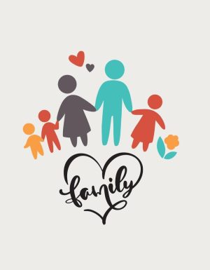 Family Love silhouette design - flat print artwork for the family mug