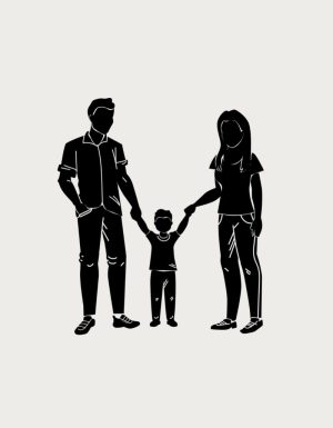 Family silhouette holding hands design - flat print artwork for the family mug