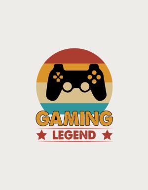 Gaming Legend retro sunset badge design - flat print artwork for the gaming mug