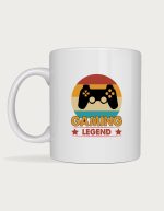 Gaming mug - Gaming Legend retro sunset badge design