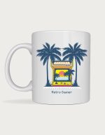 Gaming mug - retro arcade machine between palm trees with the text Retro Gamer