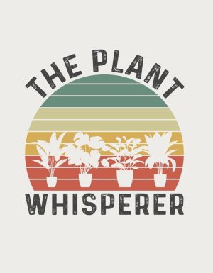 Plant Whisperer retro mug design - flat print artwork shown on a plain background