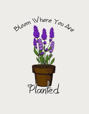 Bloom Where You Are Planted lavender illustration - flat print artwork for the garden coffee mug