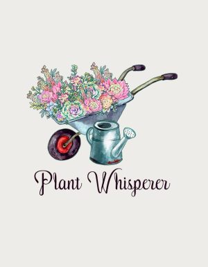 Plant Whisperer wheelbarrow mug design - flat print artwork shown on a plain background