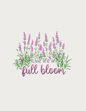 Live Life In Full Bloom lavender mug design - flat print artwork shown on a plain background