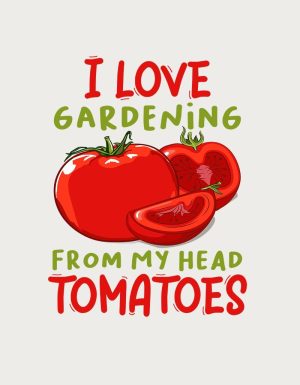 Head Tomatoes gardening mug design - flat print artwork shown on a plain background