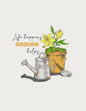 Life Happens Gardening Helps illustration - flat print artwork for the gardening mug