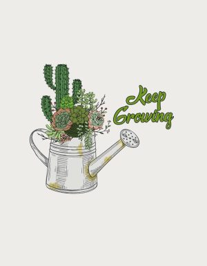 Keep Growing watering can illustration - flat print artwork for the garden coffee mug