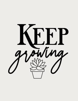 Minimalist Keep Growing lettering - flat print artwork for the plant lover mug