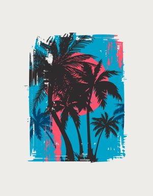 Palm Tree Beach sunset design - flat print artwork for the holiday mug