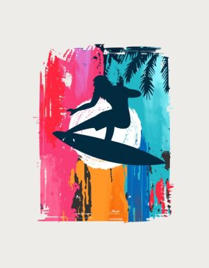 Surf Sunrise surfer design - flat print artwork for the holiday mug