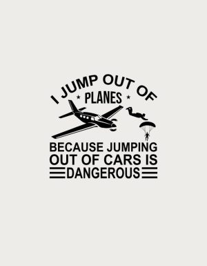 I Jump Out Of Planes skydiver mug design - flat print artwork shown on a plain background