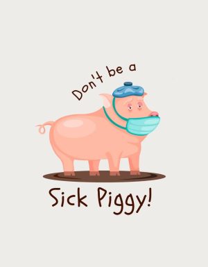 Sick Piggy design - flat print artwork for the get well soon gift mug