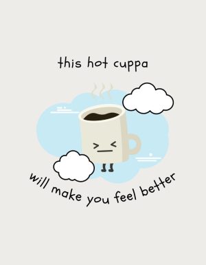 Hot Cuppa design - flat print artwork for the get well soon gift mug