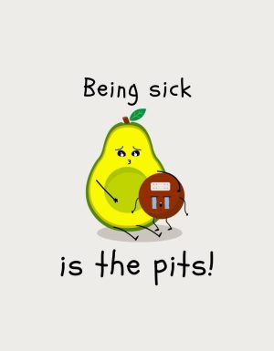 Being Sick Is The Pits avocado design - flat print artwork for the get well soon gift mug