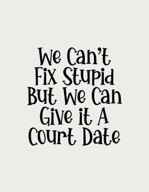 We Can't Fix Stupid But We Can Give It a Court Date - flat print artwork for the legal mug