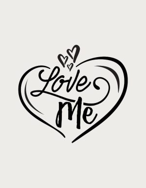 Love Me script design - flat print artwork for the love heart mug
