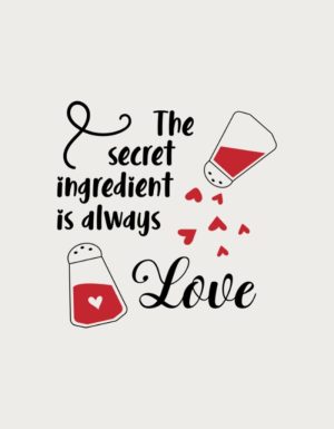 Secret Ingredient Is Love mug design - flat print artwork shown on a plain background
