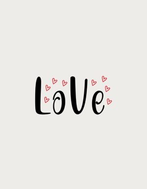 Love And Hearts script design - flat print artwork for the love heart mug