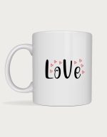 Love heart mug - Love And Hearts script design