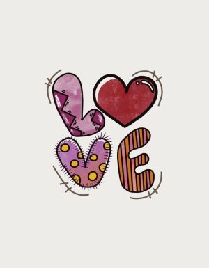 Patterned LOVE letters design - flat print artwork for the love mug