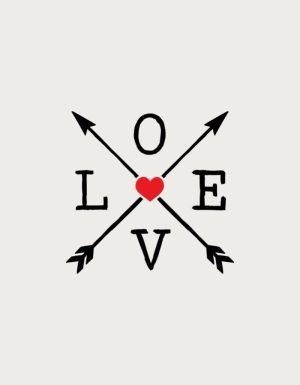 Crossed arrows LOVE design - flat print artwork for the love mug