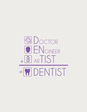 Doctor + Engineer + Artist = Dentist equation with icons - flat print artwork for the dentist mug