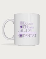 Dentist mug - Doctor + Engineer + Artist = Dentist equation with icons