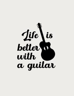 Life Is Better With A Guitar silhouette - flat print artwork for the guitar mug