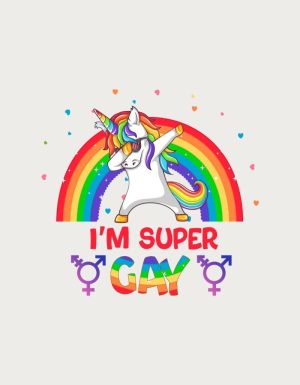 Super Gay dabbing unicorn design - flat print artwork for the rainbow mug