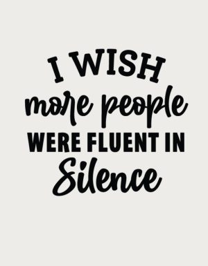 Fluent In Silence mug design - flat print artwork shown on a plain background