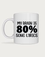 Sassy mug - My Brain Is 80% Song Lyrics design