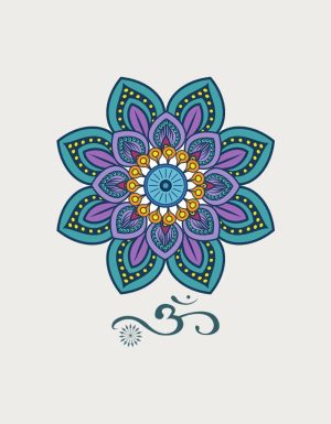 Mandala Om mug design - flat print artwork shown on a plain background