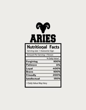 Aries Nutritional Facts label - flat print artwork for the zodiac mug