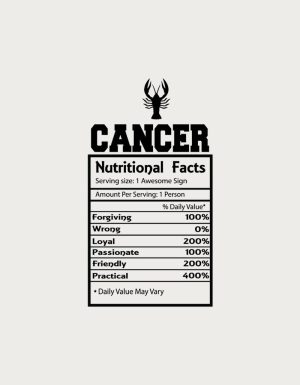 Cancer Nutritional Facts label - flat print artwork for the zodiac mug