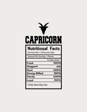 Capricorn Nutritional Facts label - flat print artwork for the zodiac mug