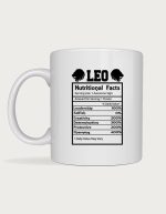 Zodiac mug - Leo Nutritional Facts label with lion heads and personality traits