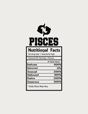 Pisces Nutritional Facts label - flat print artwork for the zodiac mug