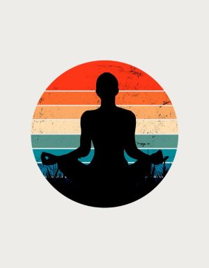 Meditation Sunset silhouette design - flat print artwork for the witchy mug