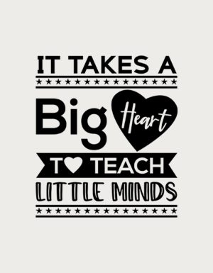 Big Heart To Teach Little Minds mug design - flat print artwork shown on a plain background