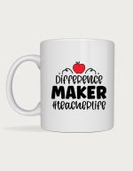 Teacher mug - Difference Maker #teacherlife text with a red apple
