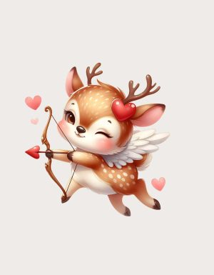 Baby Deer Cupid valentine mug design - flat print artwork shown on a plain background