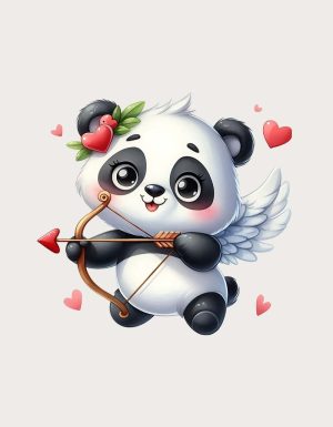 Panda Cupid valentine mug design - flat print artwork shown on a plain background