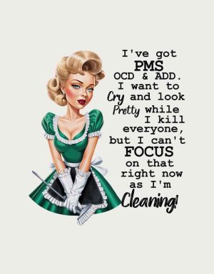PMS OCD ADD retro pinup design - flat print artwork for the funny mum mug